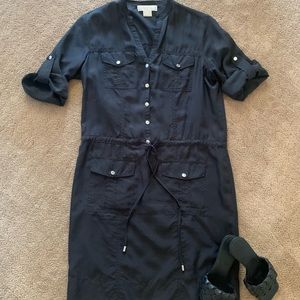 Michael Michael Kors black silk shirt dress small